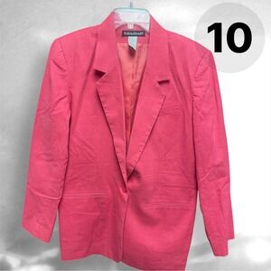 Savannah Pink Linen Blend Single Button Blazer Jacket Missy 10 Style 5900
